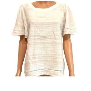 Caslon small cotton textured top eyelet trim blouse TB 3261